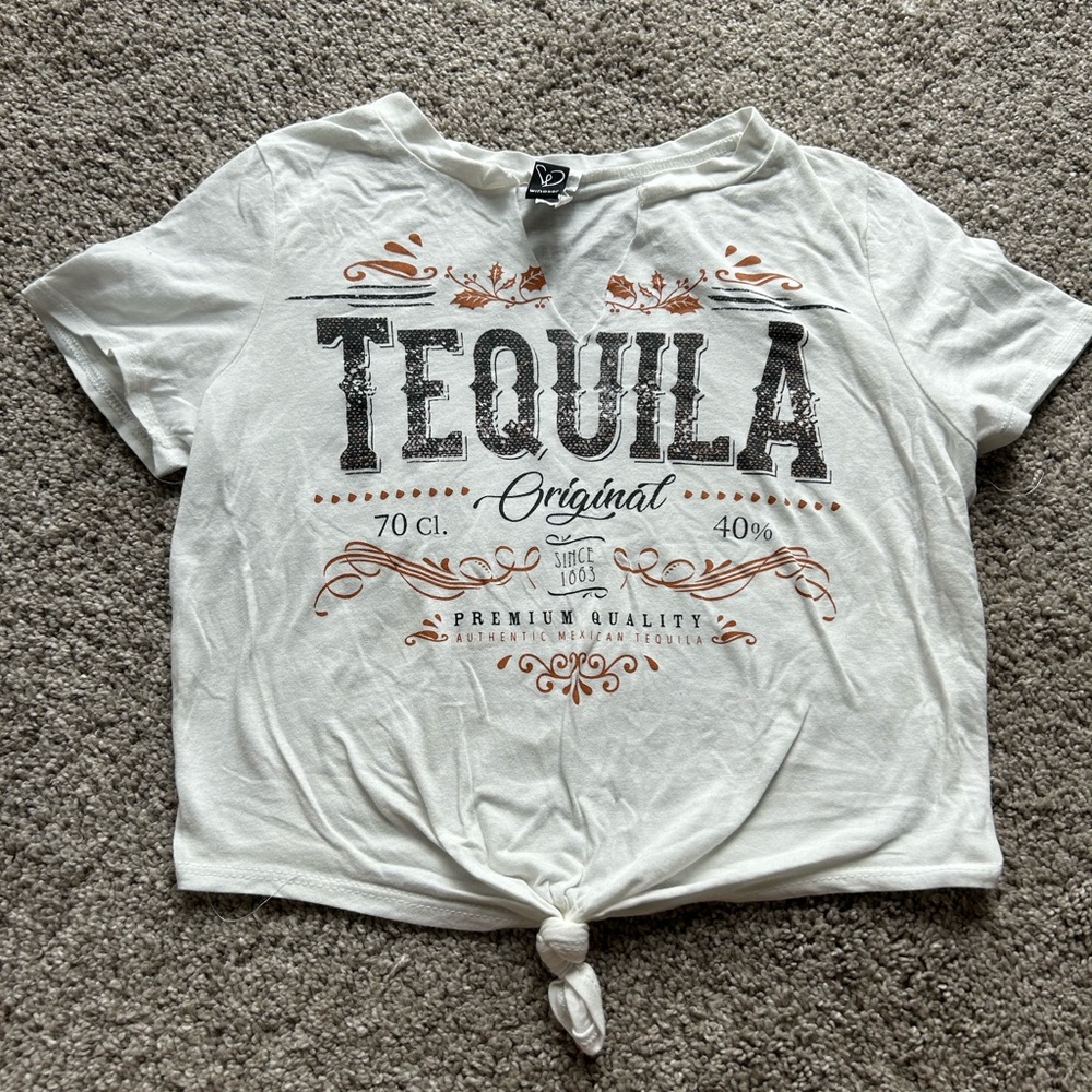 White crop tie T-shirt